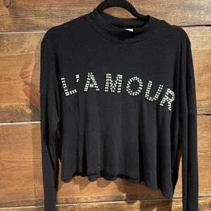 Divided Black L'AMOUR Long Sleeve Top